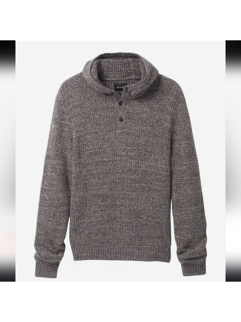 Prana Carter Men's Gray Knit Organic Cotton Blend Hooded Sweater Medium